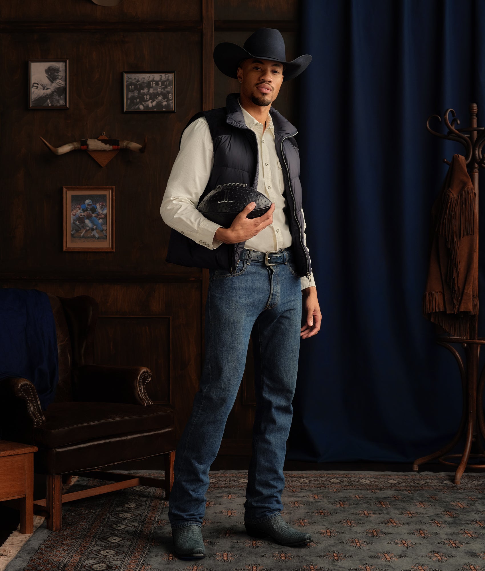 Vaquero Puffer Vest :: Navy - Image 2