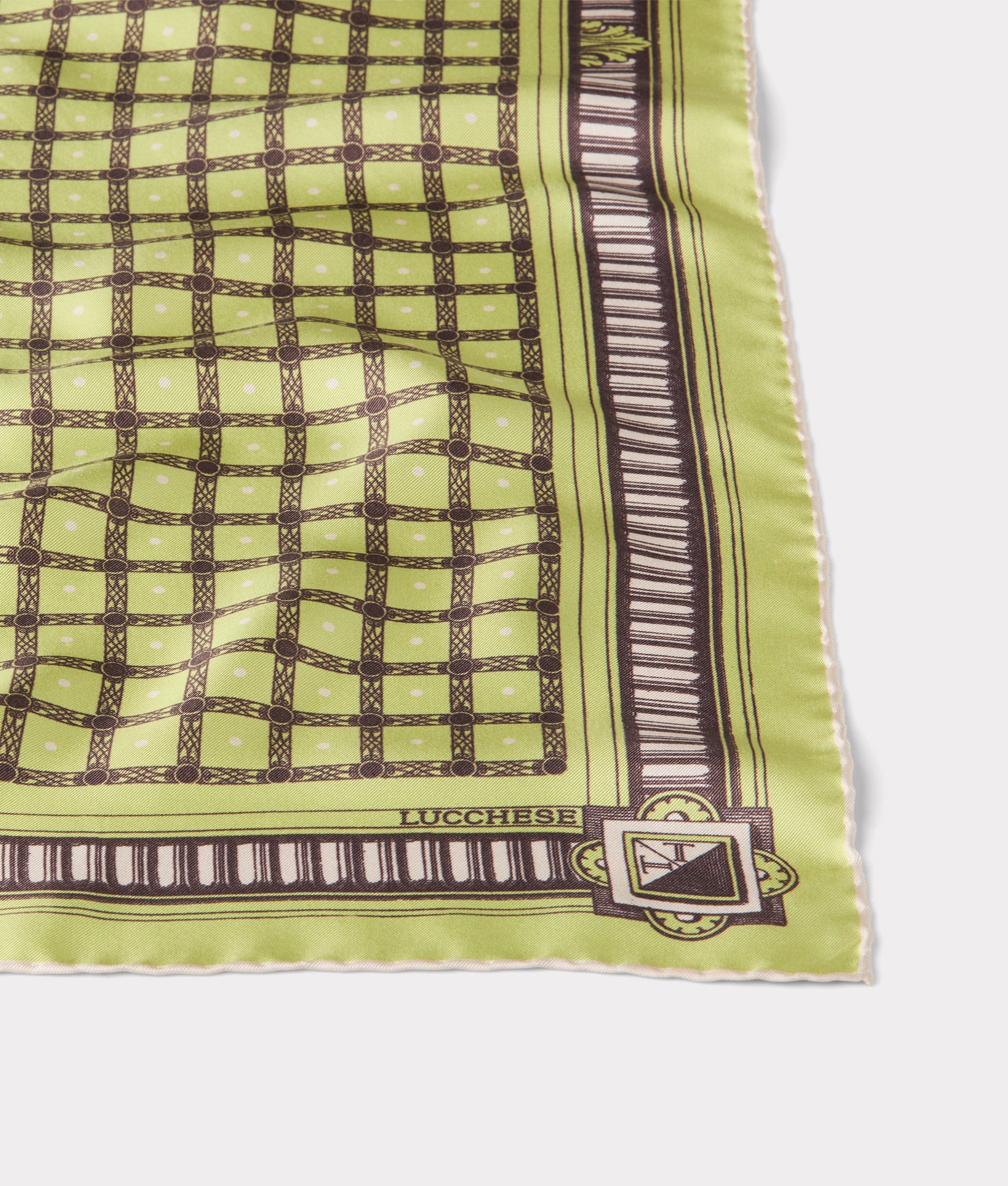 Mesa Grid Silk Scarf :: Olive - Image 3