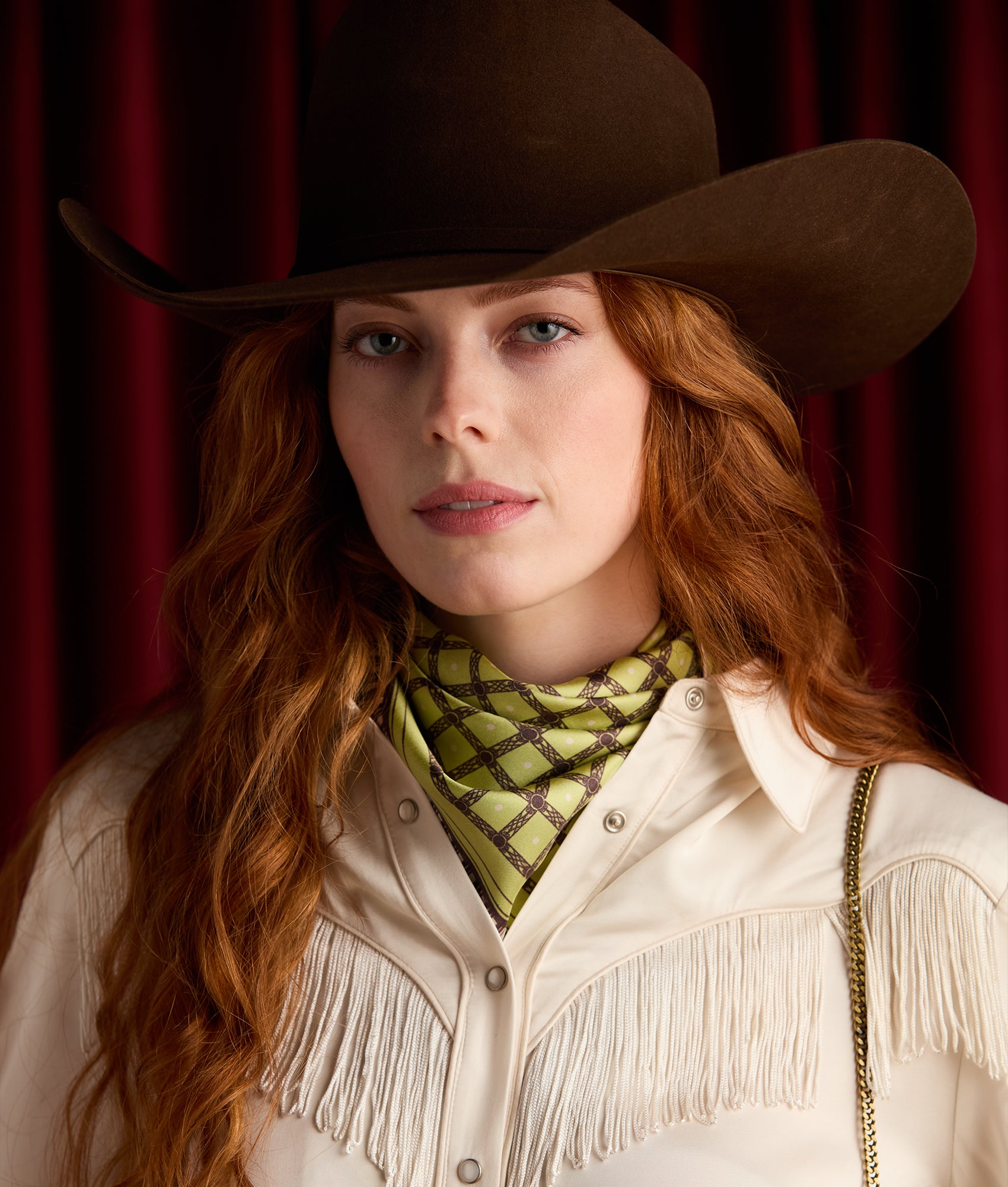 Mesa Grid Silk Scarf :: Olive - Image 2